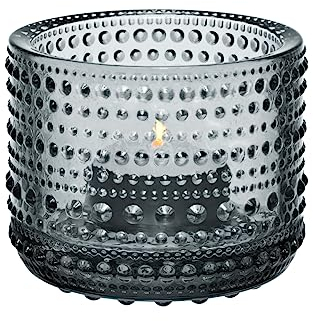 Teelichter/ Kerzenleuchter „Kastehelmi“ von Oiva Toikka - Verkauf durch Iittala, glas, grau, 6,4 cm
