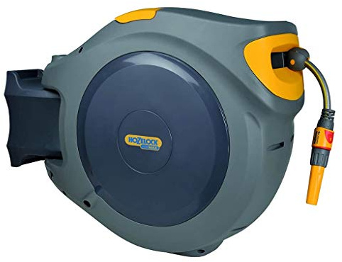 Wiltec Hozelock AutoReel Flowmax Wandschlauchbox mit 30 m Schlauch und Zubehör, 180° wendbar