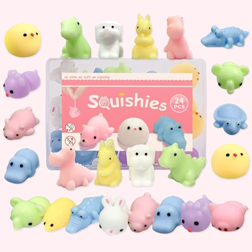 Annvchi Mochi Mini Squishy Animal Toys - 24 Pcs Random Party Decoration for Kids and Adults