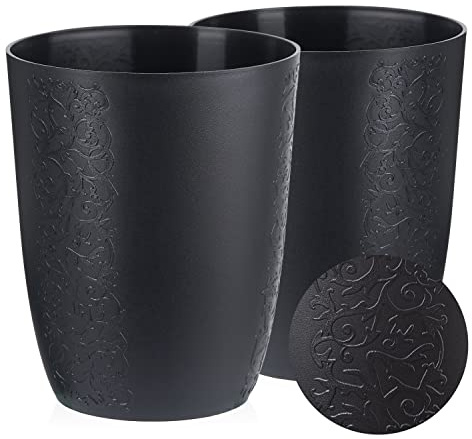 Tymar Blumentopf, 2er-Pack, Orchideentopf, Blumenkübel für Orchidee, Pflanzentopf aus Kunststoff, Moderne, schlanke, Runde Form (Schwarz, ø 12,5 cm)