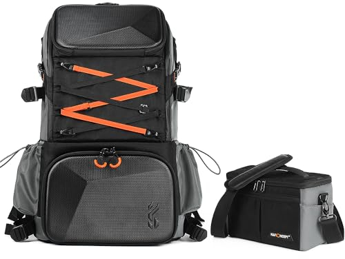 K&F Concept Zaino per Fotocamera Professonale, 32L Borsa Fotocamera Fotografia Multifunzionale Zaino Fotocamera Impermeabile Resistente, Scomparto per Laptop da 15.6 Pollici (Inclusa Borsa Tracolla)