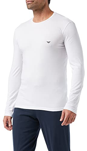 Emporio Armani Uomo Maglietta Basic In Cotone Elasticizzato T-shirt, Bianco, S