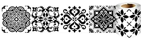 VisitRyl Carta Bordi Adesiva Per Parete Decorazione Autoadesiva Rimovibile Per Cucina Bagno Piastrelle Adesivo Per Pareti Autoadesiva 43 - Fiore Nero 10cm x 240cm