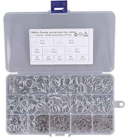 150Pcs Double Wire Spring Tube Clip, Stainless Steel High Hardness Hose Clamp Hose Tube Spring Clips for Farm