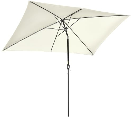 Outsunny Parasol de jardin Parasol droit inclinable rectangulaire aluminium polyester haute densité 3 x 2 m crème
