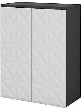 Vicco Midischrank Schwarz Edge 60x80x30 cm - Die Badezimmermöbel, Zwei Türen bieten verdeckten Stauraum für Pflegeprodukte & Handtücher