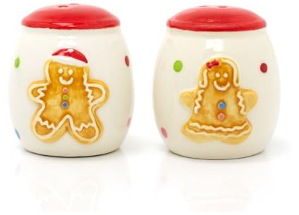 Carousel Home Christmas Gingerbread Salt & Pepper Shakers | White Ceramic Salt And Pepper Pots | Xmas Salt And Pepper Cruet Set