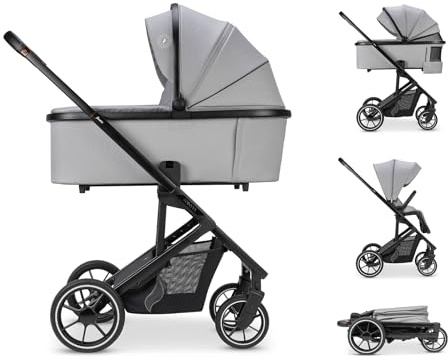 OSANN - Juntos Cochecito Bebé/Niño - 0-22 kg - 53,5 x 104,5 x 97,5 cm - Gris claro - Capazo con colchón o asiento deportivo - Visera solar, funda para la lluvia
