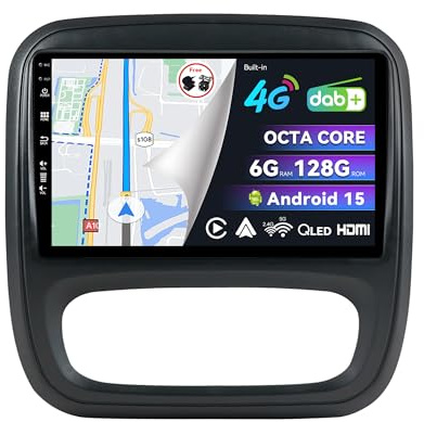 BXLIYER - [Eingebaut 4G DAB] - 6G+128G - Android 15 Autoradio für Renault trafic 3 / Opel Vivaro B (2014-2021) - Kabellos Carplay/Android Auto - Kamera + MIC - IPS 9 Zoll 2 Din - SWC Fast-boot 360-CAM