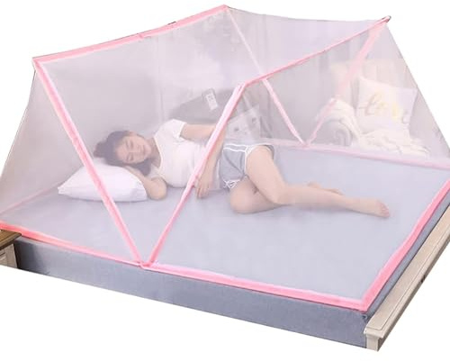 YYLDPFDC Moustiquaire Pliable Lit 2 Places, Portable de Voyage Moustiquaire, Camping Mosquito Rideau, Installation Facile, Maille Fine, pour Chambre à Coucher, Camping, 190 x 160 x 80 cm