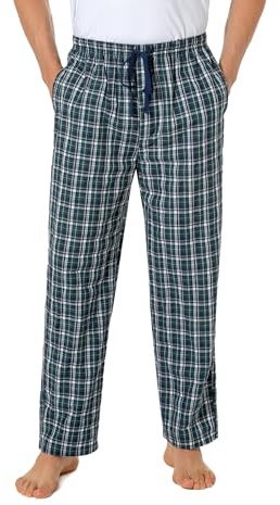 Jveyvth Pantalon de Pyjama 100% Coton pour Homme, Pantalons de Nuit Tissé à Carreaux, Pantalon de Pyjama D'intérieur Avec Poches