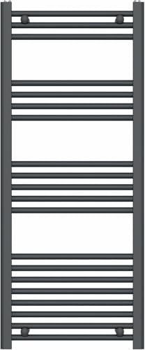 Leporce Toallero de baño con calefacción, radiador de baño, diseño de escalera de pared, color gris, 1200 mm x 500 mm (negro)