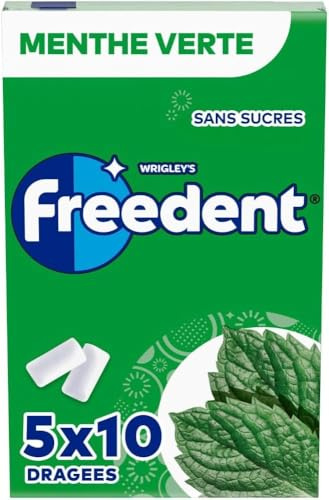 FREEDENT - Chewing-gum Menthe Verte sans sucres - 25 paquets de 10 dragées - 70g