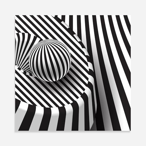 ARTHUB® Glasbild 100x100 cm, 5mm ESG | Moderne Wandbilder aus Glas für Wohnzimmer & Schlafzimmer, Wanddekoration, Wohnkultur, Moderne, 3d Ball Zebra