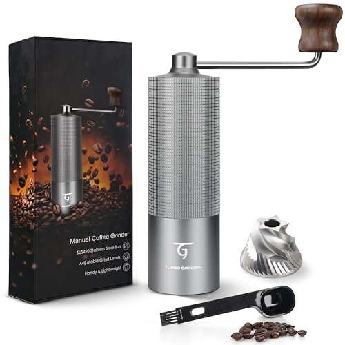 SUNYA Molinillo de Café Manual con Cónica de Acero Inoxidable incluye un Recetario de Café Molino de Cafe Portátil con Molido Preciso Ajustable para Espresso Chemex, Negro (MCG-02 Gris)