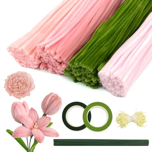 200 Stück Pfeifenputzer zum Basteln, 10 Farben Pfeifenreiniger Bastelset, 30cm Lang Pfeifenreiniger Chenilledraht, Bunt Bastelset Pipe Cleaner für DIY Projekte Bastelzubehör (Tulpen-Serie)