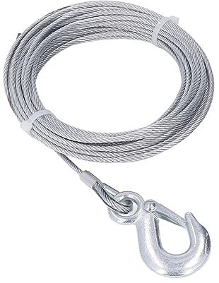 Fune di traino Fune for verricello 4mmx12m Cavo 2000LBS Forza Verricello di ricambio zincato in acciaio inossidabile Corda zincata,Funzione pratica