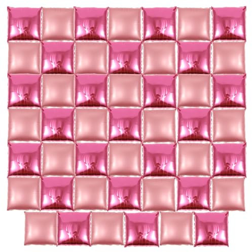 Sesaver Square Foil Balloon Wall Pink and Rose Double Sided Square Balloon Versatile Backdrop Tunnel Arch Garland Kit for Birthday Bridal Anniversary Baby Shower Party Decorations(48)