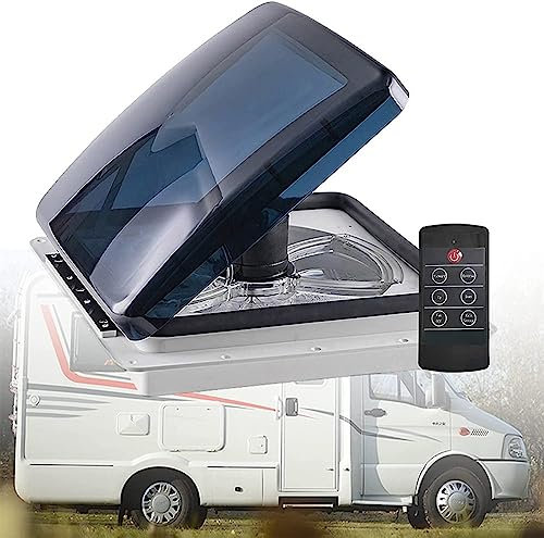 Ventilatore da tetto per camper, ventilatore da tetto per camper a 3 velocità con motore silenzioso e telecomando, ventilatore da tetto reversibile per camper, con coperchio antifumo traslucido, per