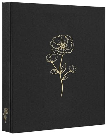 Tslespcx Photo Album 8x10 100 Photos, 100 Pockets Picture Album, Linen Fabric Cover Picture Book for Photos, 8x10 Photo Album Book for Wedding Travel Family Memories(Black)
