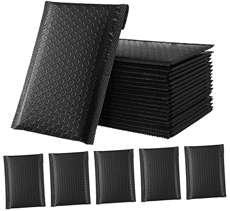 SOPOTUTU Enveloppes à Bulles Légères et Résistantes Lot de 50 Auto-adhésives en Pe Noir pour Expédition Sécurisée et Protection des Colis