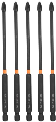 sourcing map 5pcs #2 Phillips Impact Screwdriver Bit PH2 1/4 Hex Shank 6 (150mm) Long Magnetic Cross Head Drill Bits S2 Steel Industrial Screw Driver for Impact Power Drivers, Black/Yellow