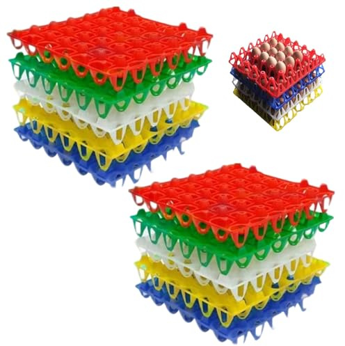 fkngcp Cassetta per Uova, Vassoio per Uova in plastica da 10 Pezzi con 30 Celle, Contenitore colorato Riutilizzabile impilabile per conservare, ordinare e spedire