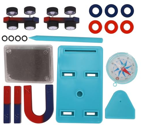 Fasizi Magnetic Science Learning Kit 18 Piece Physics Magnet Experiment set with Bar Ring Horseshoe Magnets for Students