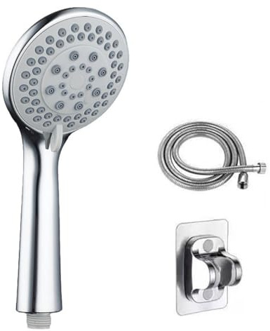 5-Level Pressure Shower Head and 1.5m Hose, no-Drill Base Shower Heads, Handheld Showerhead for Low Water Pressure