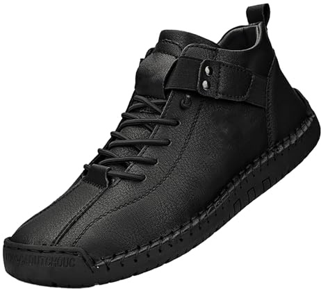 Chaussures pieds nus pour homme - En cuir - Imperméables - Mode - Chaussures de randonnée - Antidérapantes - Résistantes à l'usure - Chaussures plates confortables - Antidérapantes - Chaussures de
