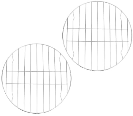 Ciieeo 28cm Runder Grillrost aus Fleischnetz Edelstahl Antihaftbeschichtet für Hähnchenflügel und Fischbraten für Garten und Camping