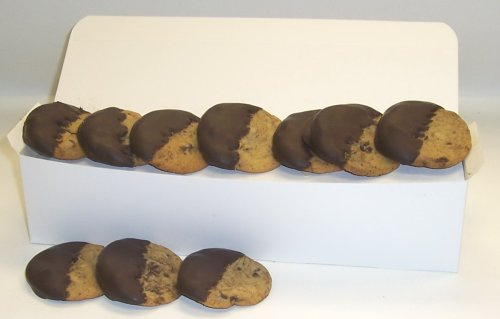 Scott's Cakes Half-Dipped Chocolate Chip Cookies with Dark Chocolate in a White Gourmet Box