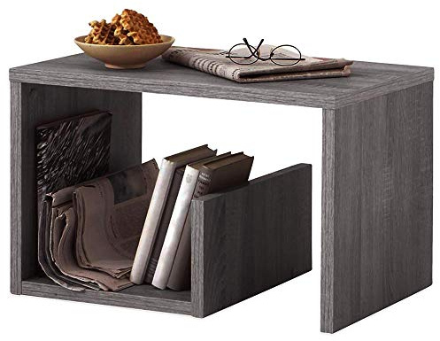 BAKAJI Tavolino da Caffè Laterale Divano con Ripiano Libreria Portariviste Design Moderno Arredamento Casa Soggiorno Dimensione 59 x 36 x 38 cm (Grigio)