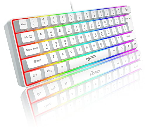 60% tastiera da gioco RGB cablata, 61 tasti mini tastiera portatile compatta con 11 Chroma RGB retroilluminato, ABS Floating Keycap, Full Anti-ghosting, USB Office/Game Tastiera Sensazione meccanica