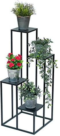 DanDiBo Blomtrappa, metall, svart, 90 cm, växttrappa, blomställ, 96354, blompelare, modernt växtstativ, blompall