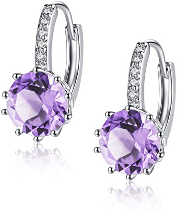 Orecchini Pendenti Orecchini Cerchio per Donna, Orecchini Argento 925 Orecchini Colorati Orecchini Verdi/Blu/Rosa/Nero/Viola Orecchini con Strass per Donna Ragazza 10 mm