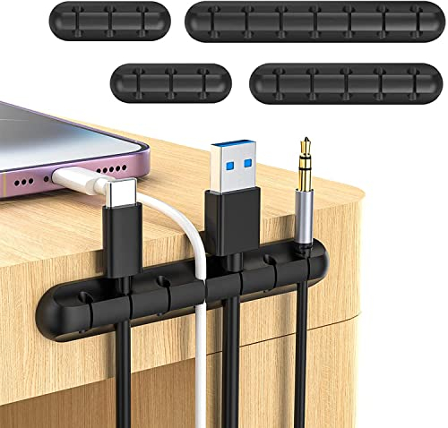 JANREAY Juego de 4 Clips para Cables, Organizador de Cables Multiusos para Escritorio, Cable de Audio, Cable de alimentación, Cable de Carga USB