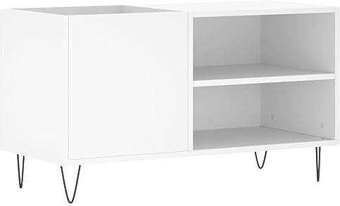 vidaXL Armoire à Disques, Support de Tourne-Disque, Armoire Latérale avec Rangement, Buffet de Salon, Moderne, Blanc Bois d'Ingénierie