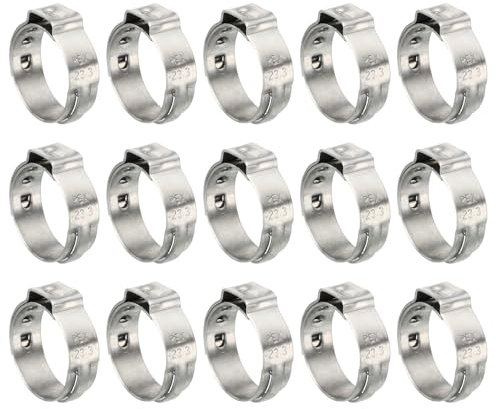 PATIKIL 15 Pacco 5/8 PEX cerchi Morsetto Sicurezza 304 Acciaio Inox Singolo Orecchio Crimpare cerchi per Tubatura Tubo Raccordi Connessioni Argento Tono