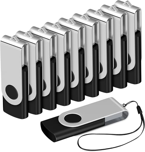 AreTop 20-Pack Flash Drive 4GB Bulk Thumb Drives USB 2.0 Metal Memory Sticks with Lanyard,Portable Keychain Jump Drive Multipack for Date Storage at Home & The Office Black