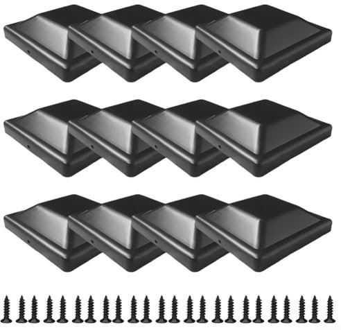 Lot de 12 capuchons de poteau de clôture de 10,2 x 10,2 cm, capuchons en plastique avec vis, pour protéger les poteaux de clôture en bois d'extérieur