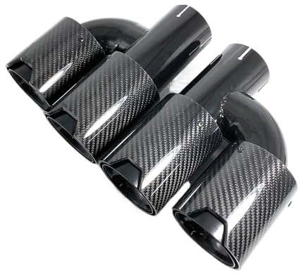 Auspuffblende 1 Paar H-Stil Dual Outlet Schalldämpfer Spitze Schwarz Edelstahl Universal Carbon Fiber Auspuffrohre Auspuff Endrohr(IN 70MM-OUT 105MM)