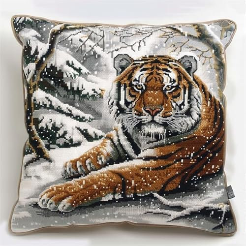 kitphoenix Knüpfkissen Set Tiger 3D Handgemachte Geschenke Knüpfteppich für Kinder und Erwachsene Knüpfset 43cm X 43cm