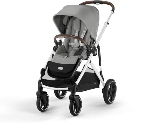 CYBEX Cochecito dorado GAZELLE S, Desde el nacimiento hasta los 4 años aprox., Máx. 22 kg (modo individual) / 2x 22 kg (modo Dúo), Sistema todo en 1 con 20+ configuraciones, Gris Piedra