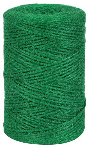 tenn well 2mm Jute Garden String, 152m Natural Jute Twine Colored String for Gift Wrapping, Gardening Floristry and Crafts Decoration (Green)