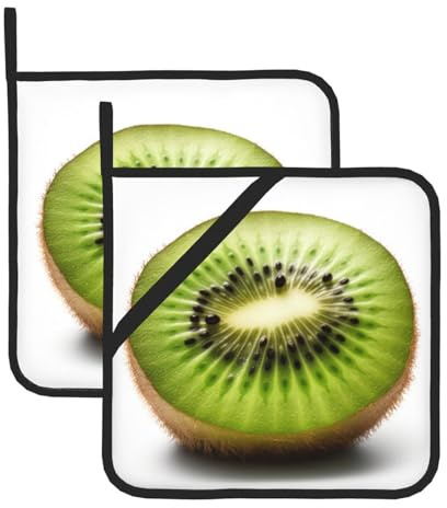 2 presine con tasca, resistenti al calore, per controsoffitti, presine per kiwi verdi per cucina, sottopentola da forno da 20,3 cm