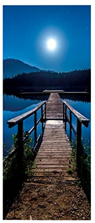 Tür tapeten 3d selbstklebend Holzbrücke zum Meer B77 x H200cm Türposter Türaufkleber Wasserdicht Abnehmbare Vinyl türfolie Fototapete diy Wandbild Wohnzimmer Schlafzimmer Kinderzimmer Badezimmer
