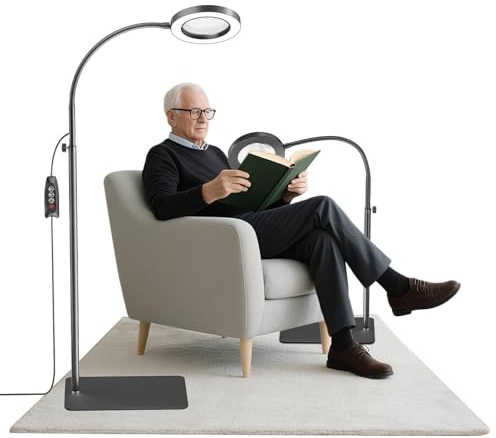 Loupe avec Lumière et Support 20X/10X, Lampe Loupe avec 72 LED 10 Niveaux de Luminosité et 3 Modes de Couleur, Col de Cygne Réglable à 360° pour la Lecture et Les Loisirs Créatifs