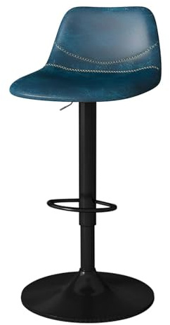 FXLUHAY Silla Alta giratoria de Bar, Taburete de Bar for Isla de Cocina con Respaldo de Cuero Tipo Silla de Montar y reposapiés de Acero al Carbono, Ajustable de 57 a 78 cm