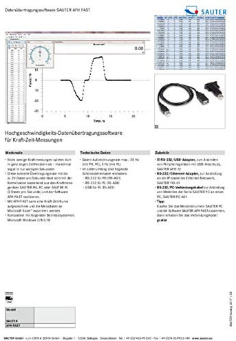 Sauter AFH FAST SOFTWARE Software AFH FAST für Kraftmessgeräte